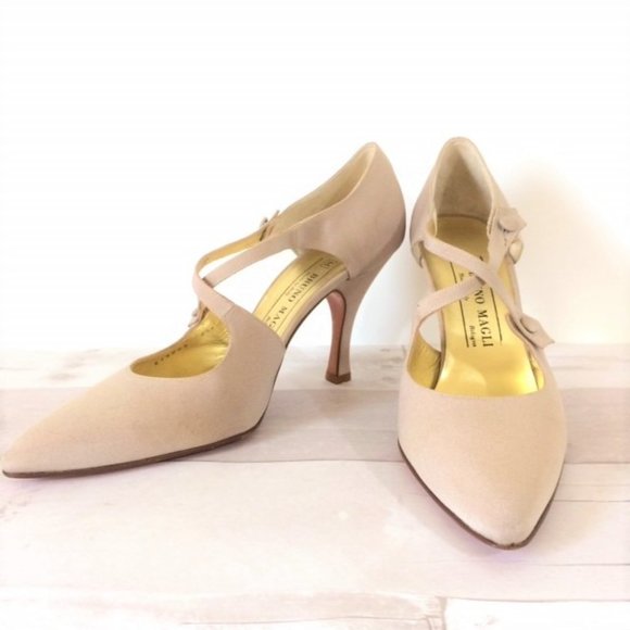 Bruno Magli Suede Heels w/ Criss Cross Straps - Picture 3 of 5